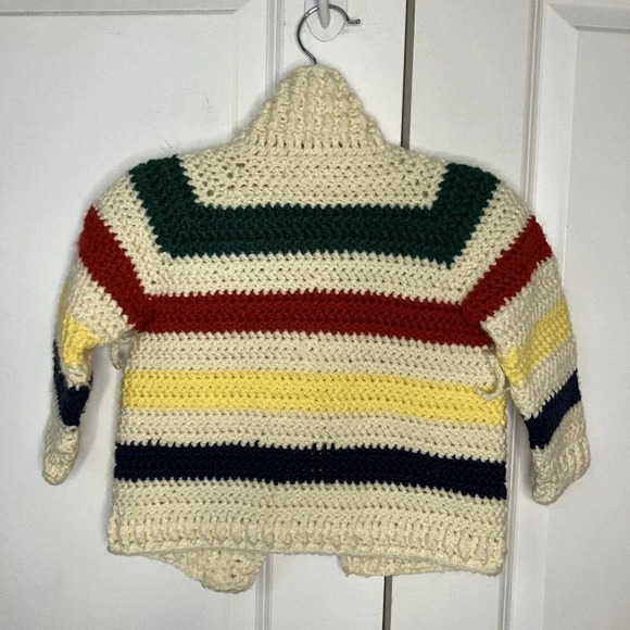 Handmade Crochet Infant Baby Stripe Cardigan - Picture 2 of 2